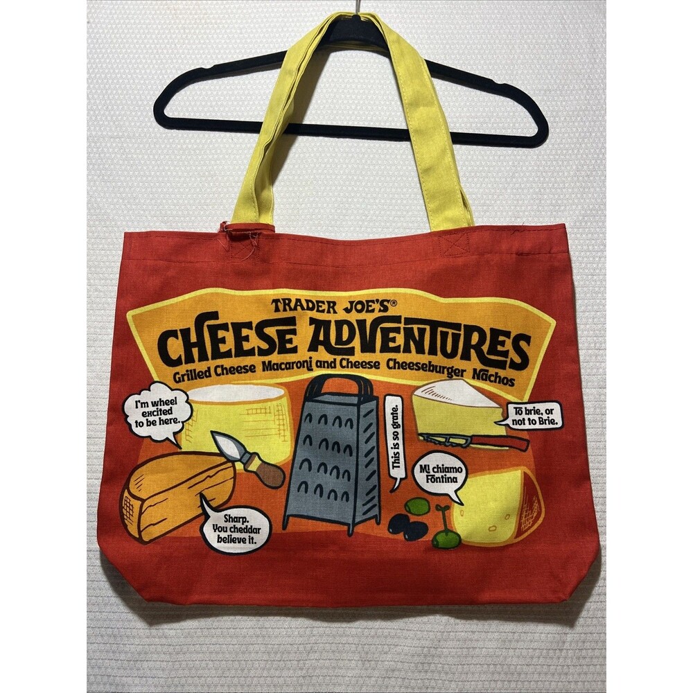 Trader Joe's Bag Reusable Canvas NEW Cheese Adventures shopping Heavy Duty Lrg